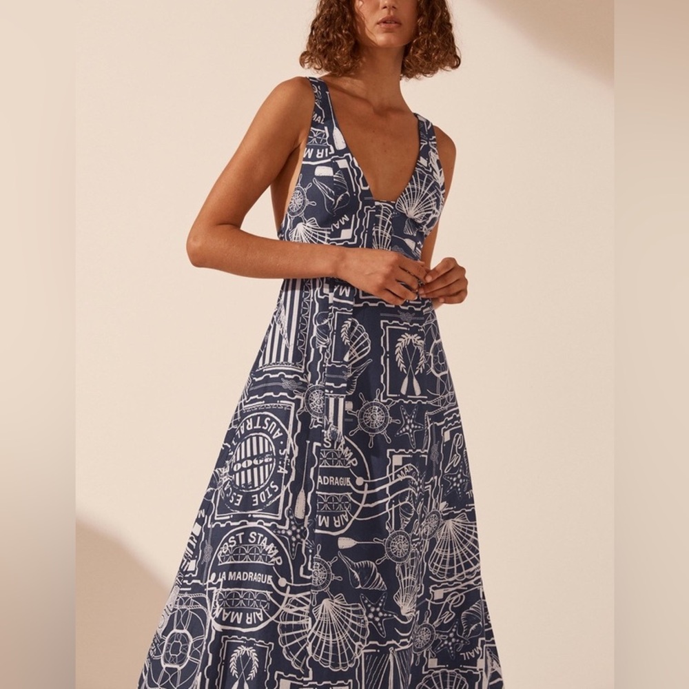 Shona Joy Amelie Plunged Panelled Midi Dress